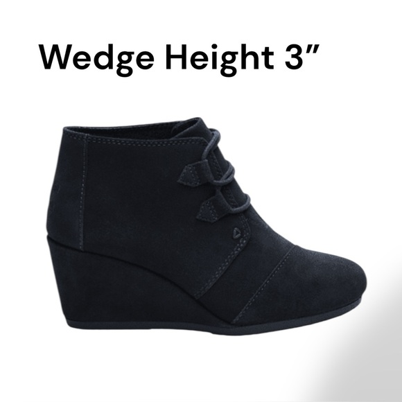 TOMS Suede Kala Wedge Booties Black Lace Up Women’s Size 10 - Picture 6 of 10